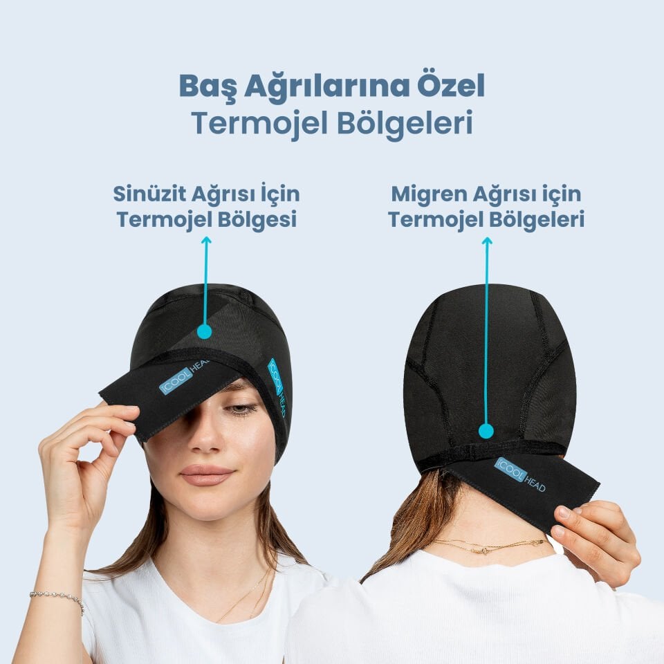 ICOOL HEAD MİGREN VE BAŞ AĞRISI GİDERİCİ BAŞLIK SOĞUK VE SICAK KOMPRES ŞAPKA (SİYAH)