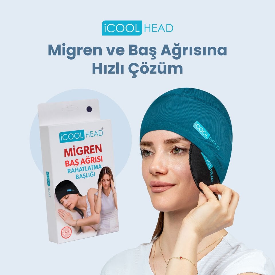 ICOOL HEAD MİGREN VE BAŞ AĞRISI GİDERİCİ BAŞLIK SOĞUK VE SICAK KOMPRES ŞAPKA  (PETROL YEŞİL)