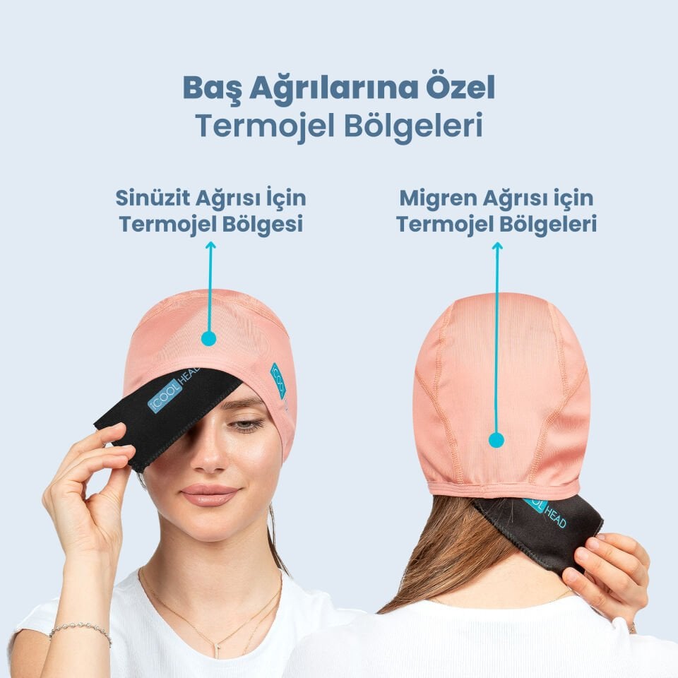 ICOOL HEAD MİGREN VE BAŞ AĞRISI GİDERİCİ BAŞLIK SOĞUK VE SICAK KOMPRES ŞAPKA  (SOMON)