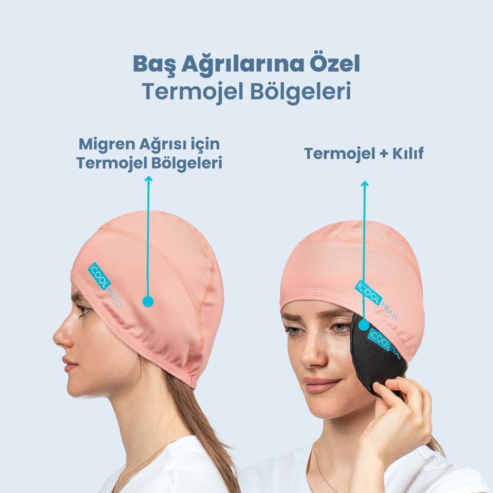 ICOOL HEAD MİGREN VE BAŞ AĞRISI GİDERİCİ BAŞLIK SOĞUK VE SICAK KOMPRES ŞAPKA  (SOMON)
