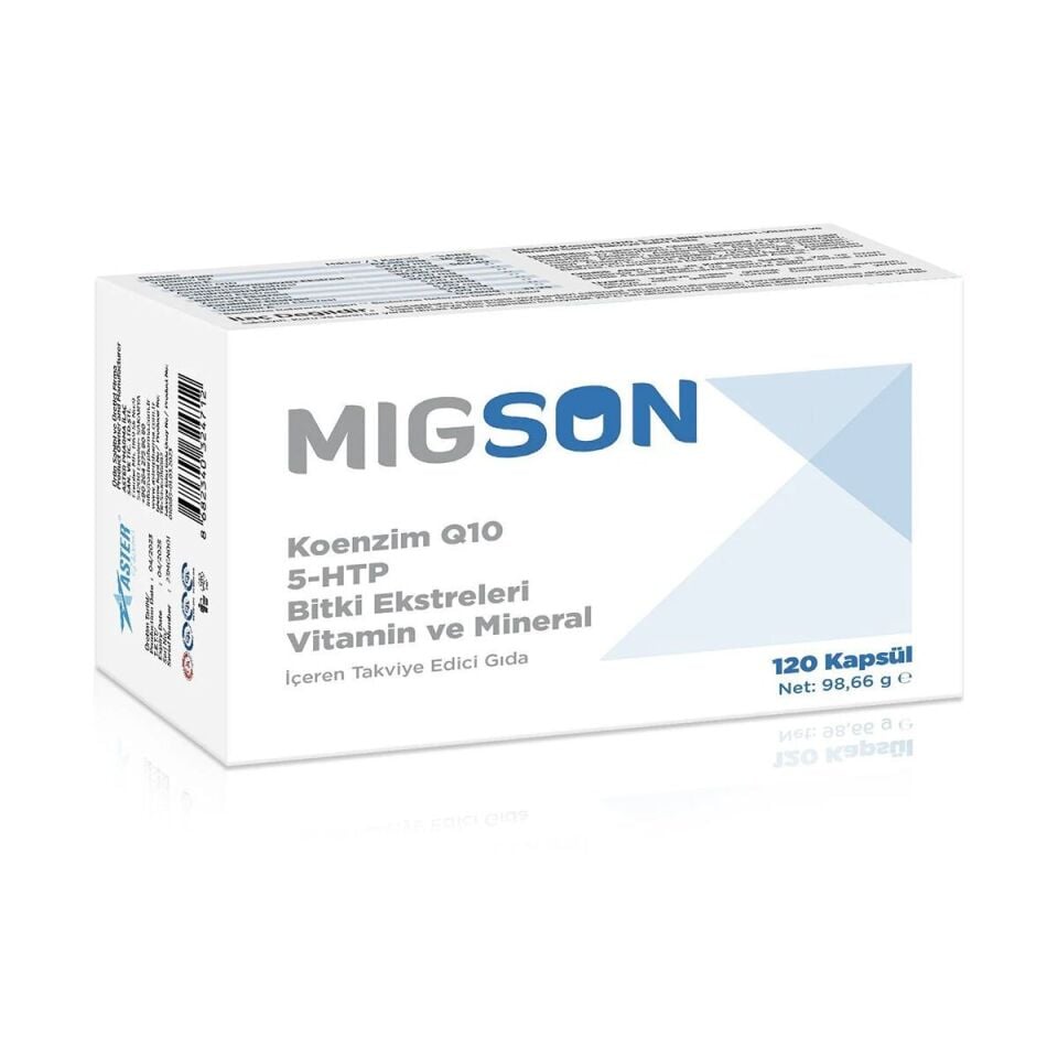 MİGSON 120 KAPSÜL -MİGREN ATAKLARINI HAFİFLETMEYE YARDIMCI BİTKİSEL FORMÜL