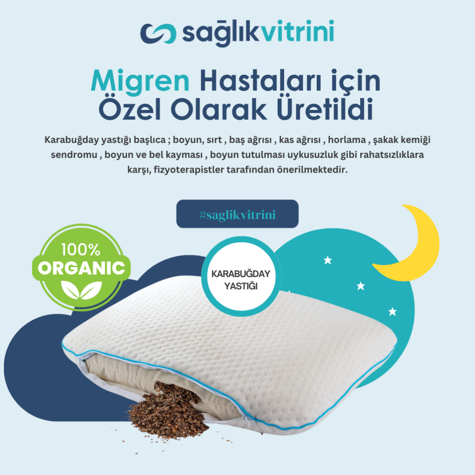 MİGREN VE BOYUN AĞRISI İÇİN DOĞAL YASTIK-KARABUĞDAY KABUKLU UYKU YASTIĞI