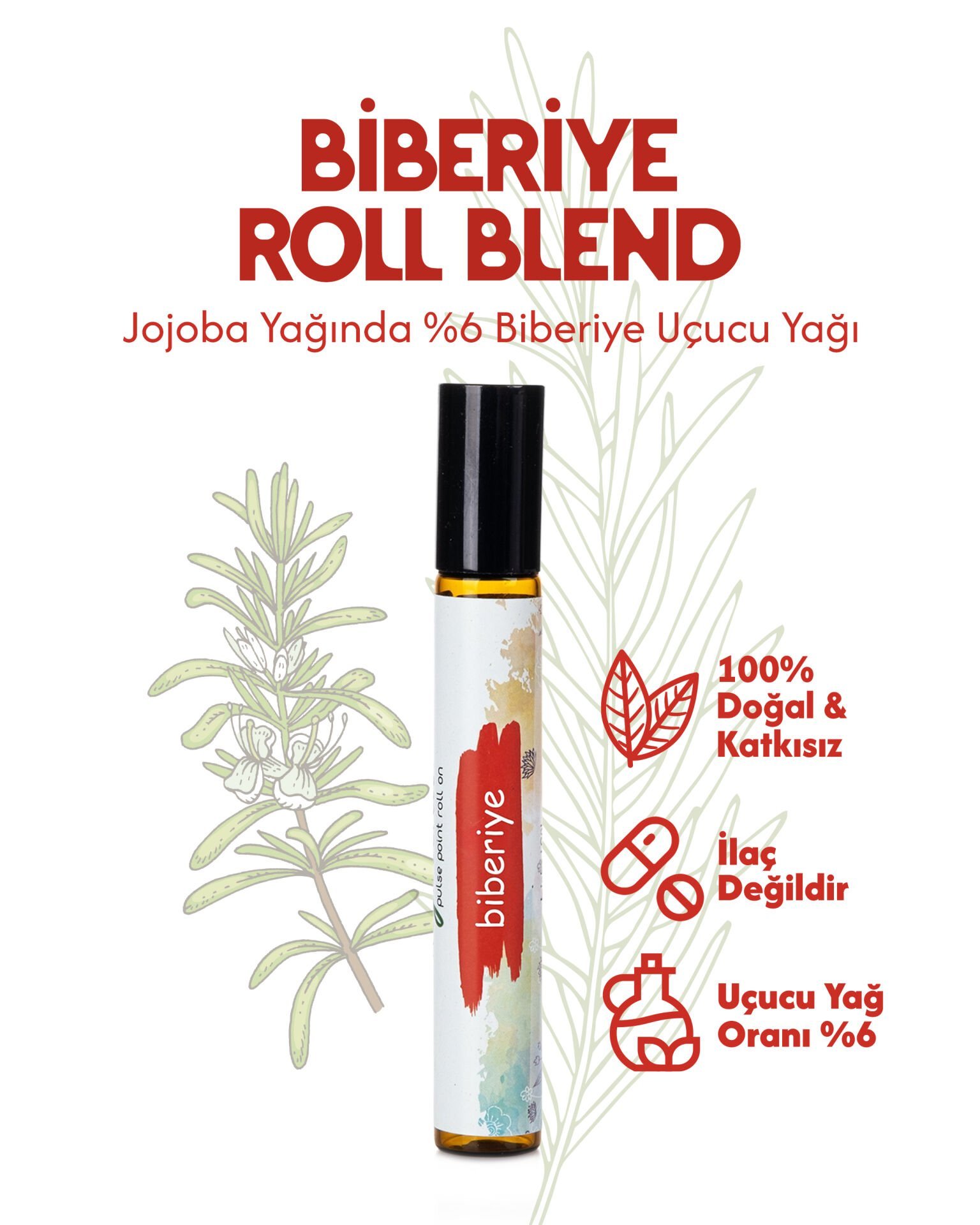 %100 DOĞAL BİBERİYE YAĞI – SAÇ DERİSİ DOLAŞIMINI DESTEKLEYEN, STRES VE BAŞ AĞRISINI HAFİFLETİCİ AROMATERAPİ