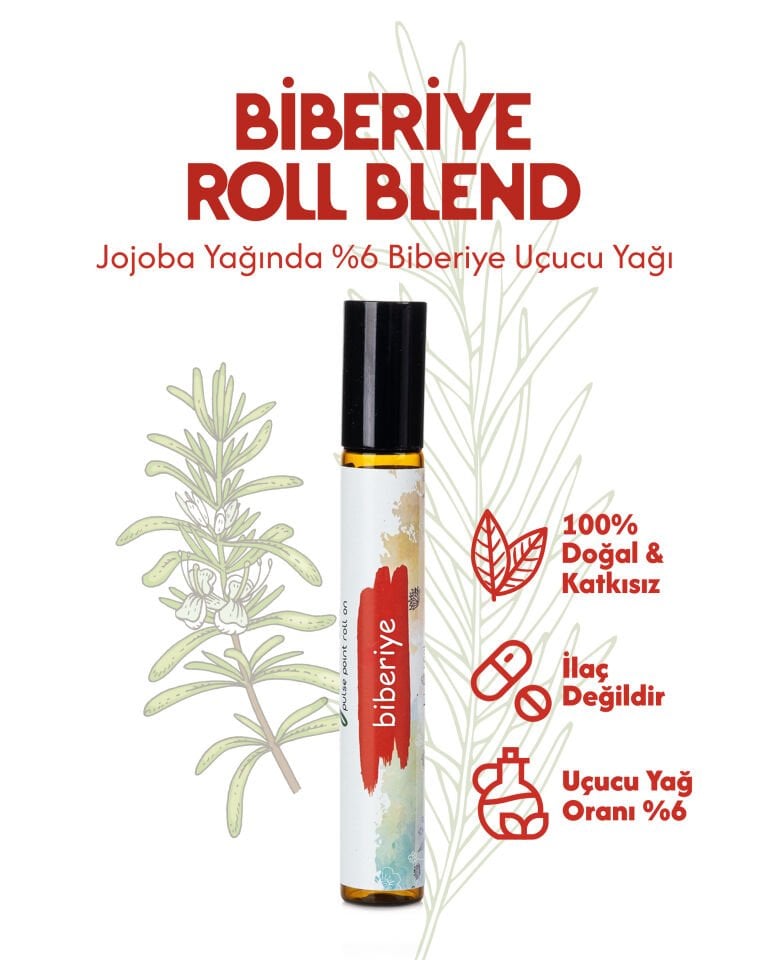 %100 DOĞAL BİBERİYE YAĞI – SAÇ DERİSİ DOLAŞIMINI DESTEKLEYEN, STRES VE BAŞ AĞRISINI HAFİFLETİCİ AROMATERAPİ